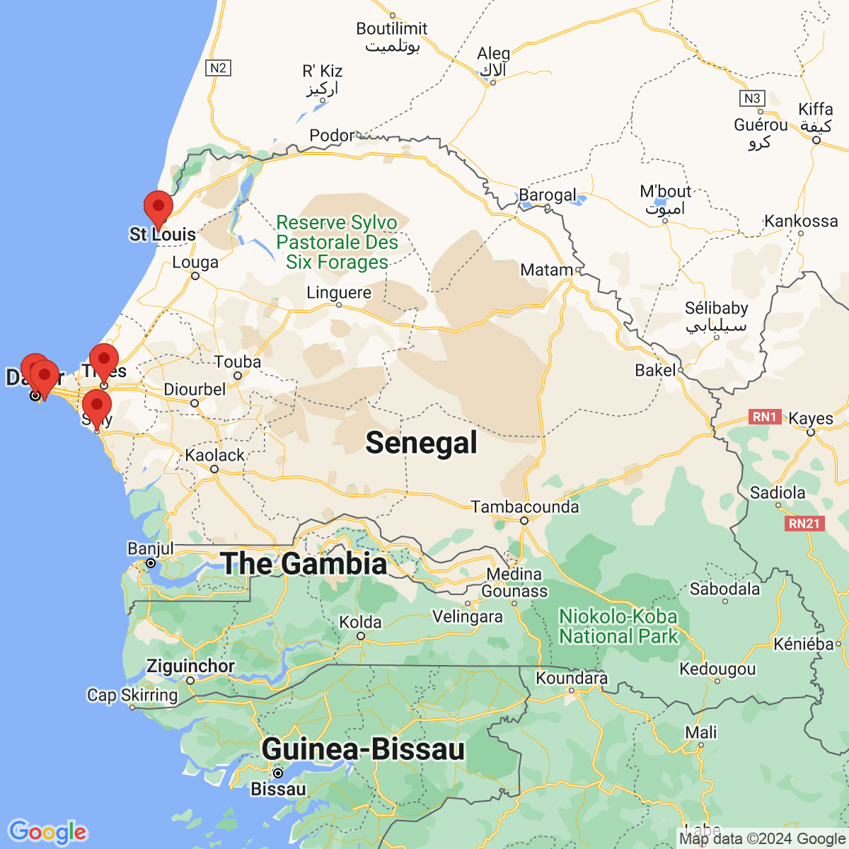 Carte du voyage SENEGAL