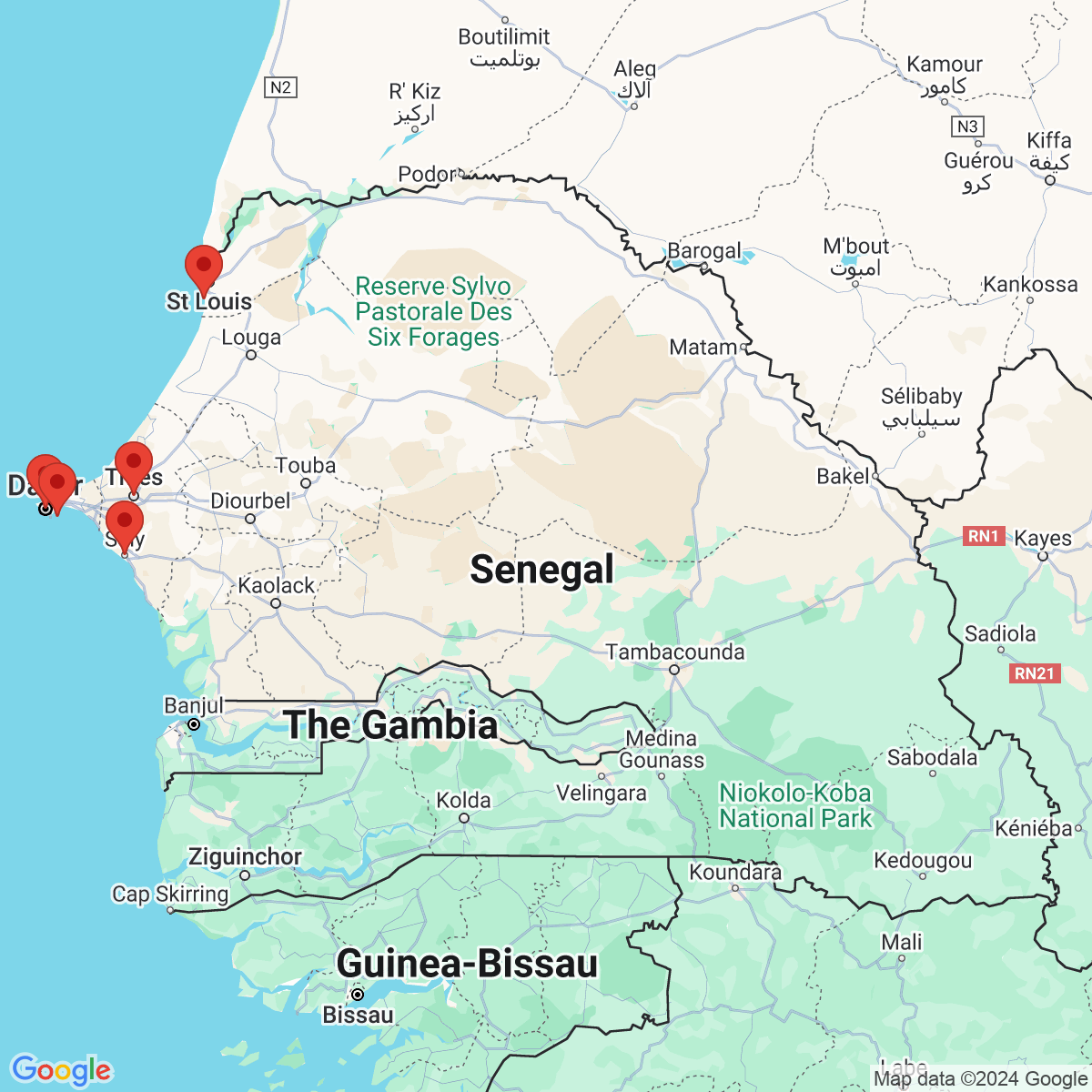 Carte du voyage SENEGAL