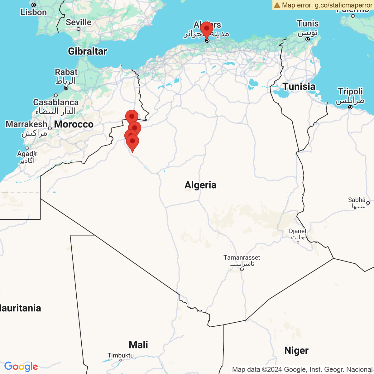 Carte du voyage ALGERIE