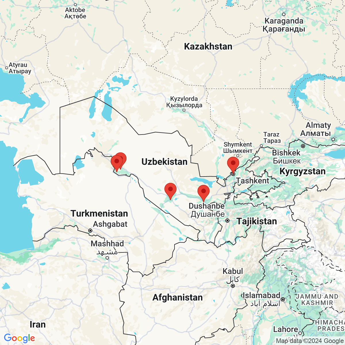 Carte du voyage OUZBEKISTAN