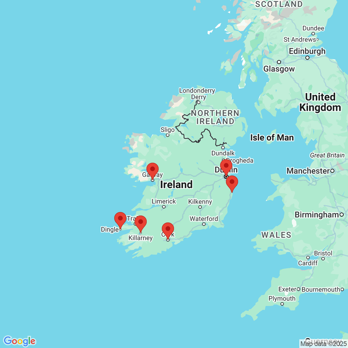 Carte du voyage IRLANDE